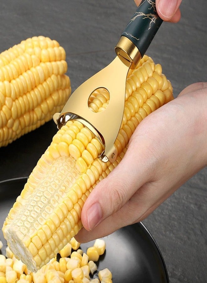 Aperions Gold Corn Peeler | Stainless Steel Corn Kernel Remover |Makai Quick & Easy Handheld Corn Cutter | Durable & Sharp Cob Stripper | Kitchen Essential for Effortless Corn Peeling - Image 1